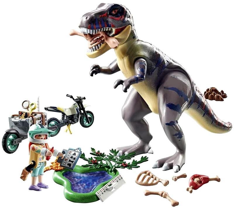 Playmobil Playmobil Dinos T-Rex & Εξερευνητής Με Μοτοσυκλέτα (71524)