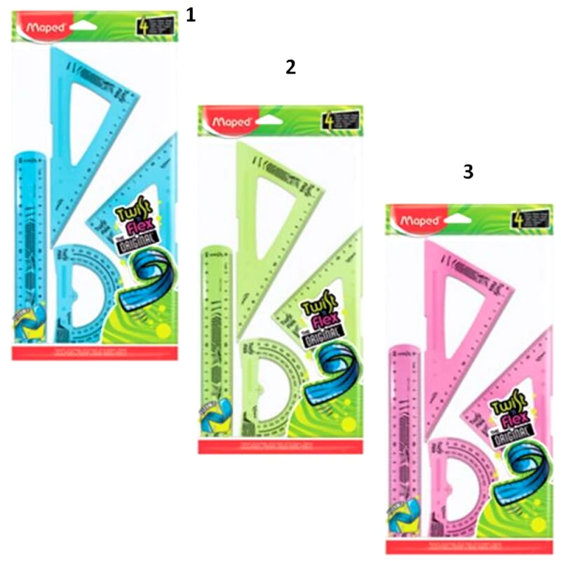 Maped Maped Σετ Γεωμετρικών Οργάνων Twist'N Flex 30cm 4Τμχ-3 Χρώματα (897157)