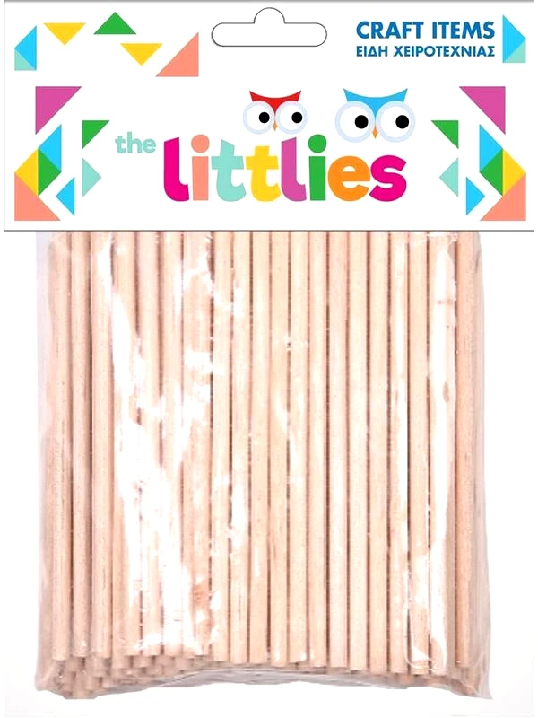 Διακάκης Υλικά Χειροτεχνίας The Littlies Ξυλάκια Κυλινδρικά 4x100mm 100Τμχ (000646522)