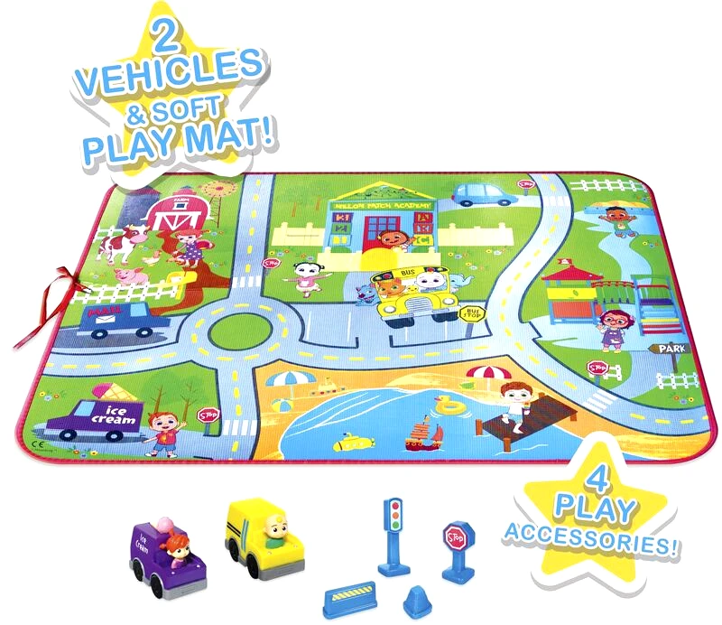 Giochi Preziosi Cocomelon Χαλάκι Με 2 Οχήματα & Αξεσουάρ Σήμανσης (CCM24000)