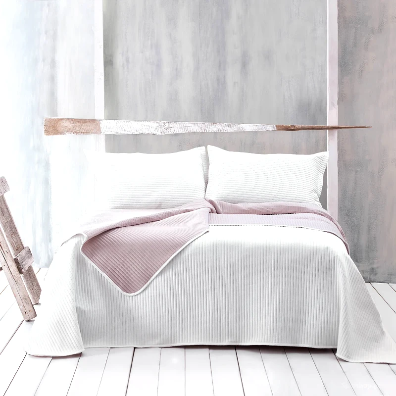 Rythmos Home Κουβερλί Υπέρδιπλο (Σετ 230x250) 2 Όψεων Rythmos Jazz 01 Εκρού/Πούδρα