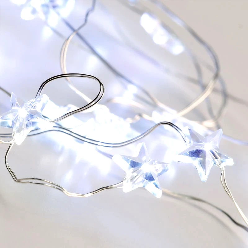 Aca Decor Διακοσμητική Γιρλάντα Μπαταρίας Με 20 Led Φωτάκια Aca Stars Cool X01202112