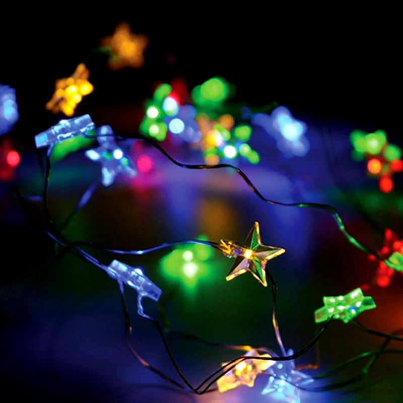 Aca Decor Διακοσμητική Γιρλάντα Μπαταρίας Με 20 Led Φωτάκια Aca Stars RGB X01203112