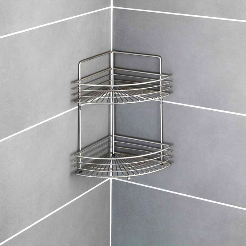 Wenko Γωνιακή Ραφιέρα Μπάνιου Διπλή (31.5x22x37) Wenko Milano 19630100