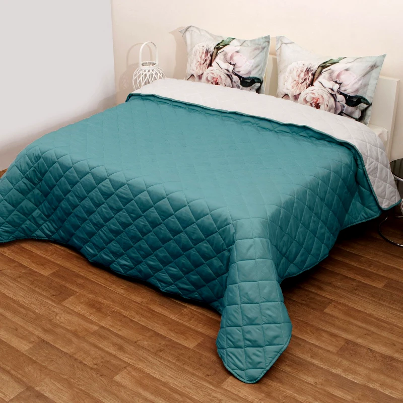 Viopros Κουβερλί Υπέρδιπλο (220x240) 2 Όψεων Viopros Πετρόλ/Γκρι