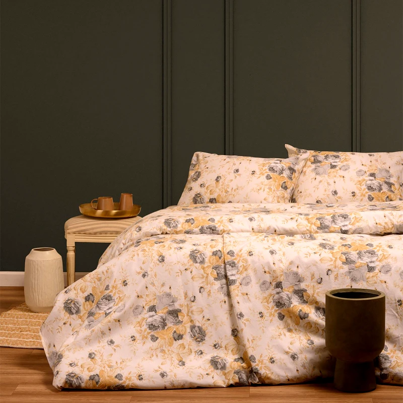 Melinen Home Φανελένια Παπλωματοθήκη Υπέρδιπλη (225x245) Melinen Peonia Grey
