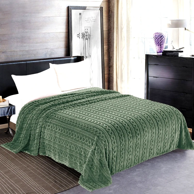 Silk Fashion Κουβέρτα Fleece Υπέρδιπλη (220x240) Silk Fashion Braid Πράσινο