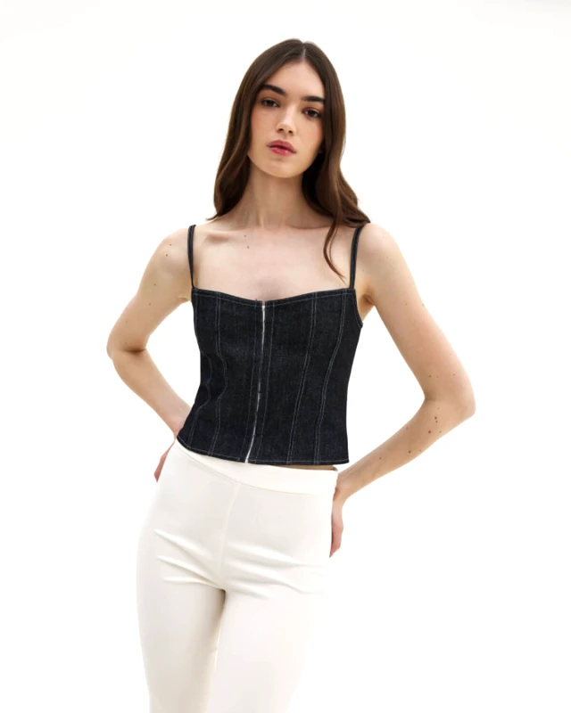 SUNSETGO Γυναικεία Μπλούζα Κορσές SunSetGo - Bianca Denim