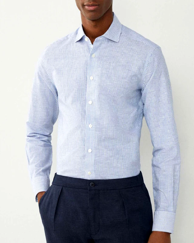 HACKETT Πουκαμισο Drop 3 Lin Stripe Eng Stripe HM309837 5ar blue/white
