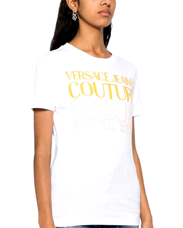 VERSACE JEANS COUTURE Γυναικεία Κοντομάνικη Μπλούζα Versace Jeans Couture - 76Dp608 S Upside Dow Gold 76HAHC00CJ02C g03