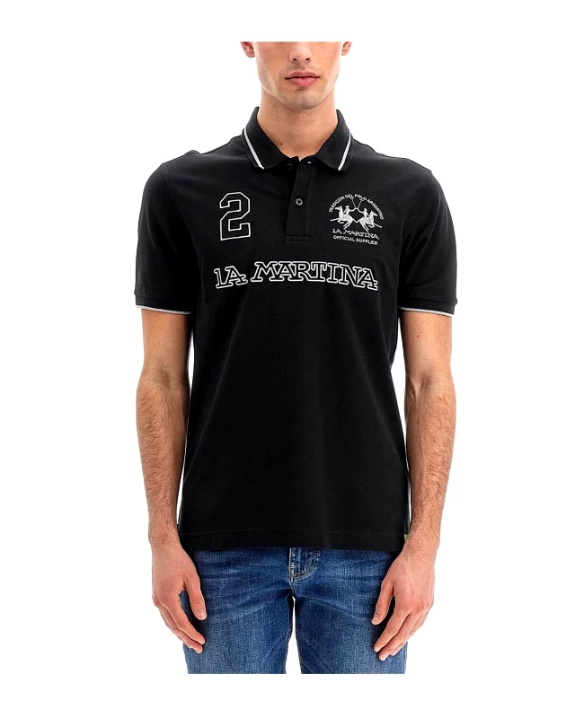 LA MARTINA Ανδρική Κοντομάνικη Polo Μπλούζα La Martina - 3LMWMP306 B9180