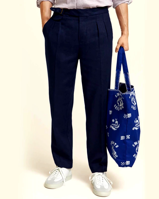 SCOTCH & SODA Ανδρικό Παντελόνι Scotch & Soda - Wide Fit Pleated Herringbone Chino 175433 SC7007