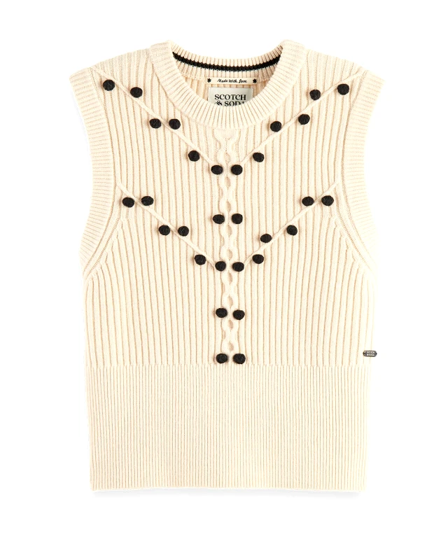SCOTCH & SODA Γυναικείο Αμάνικο Πλεκτό Scotch & Soda - Stitch and bobble