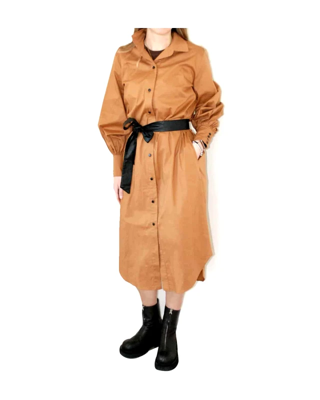 ACCESS Γυναικείο Midi Φόρεμα με Φουσκωτά Μανίκια Access - 3518 Chemize