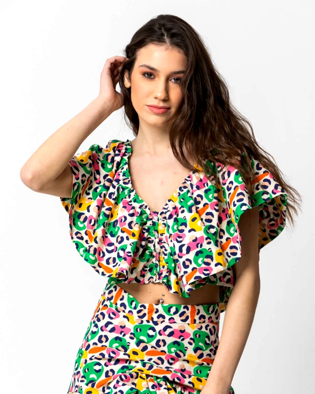 Sour/lou/lou Γυναικεία Crop Μπλούζα Sourloulou - 23S333