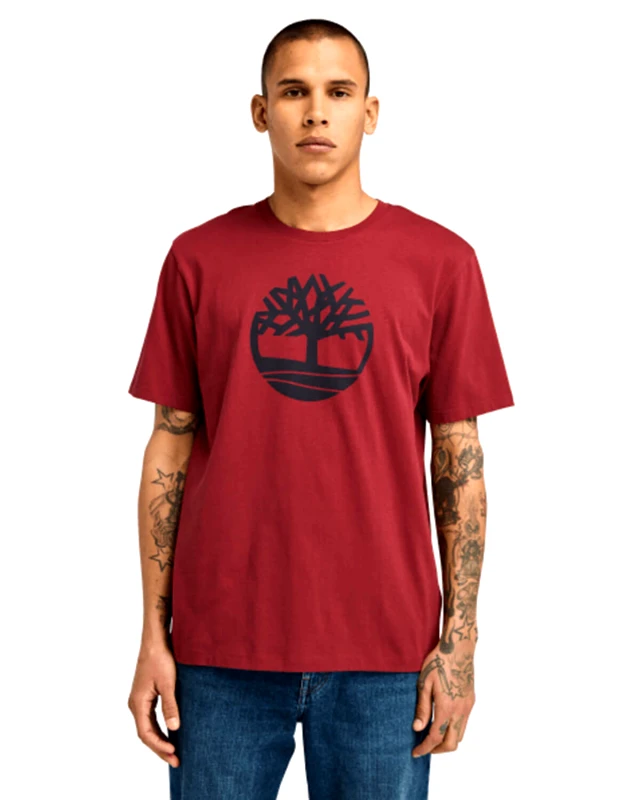 TIMBERLAND Ανδρική Κοντομάνικη Μπλούζα Timberland - Kennebec River Tree Logo Cordovan