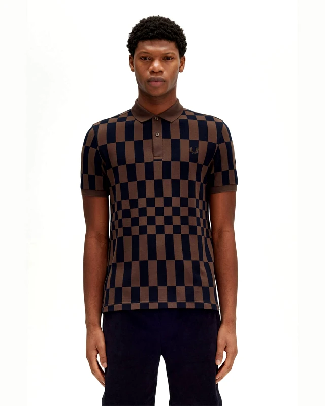 FRED PERRY Ανδρική Κοντομάνικη Polo Μπλούζα Fred Perry - Chequerboard Print Fp