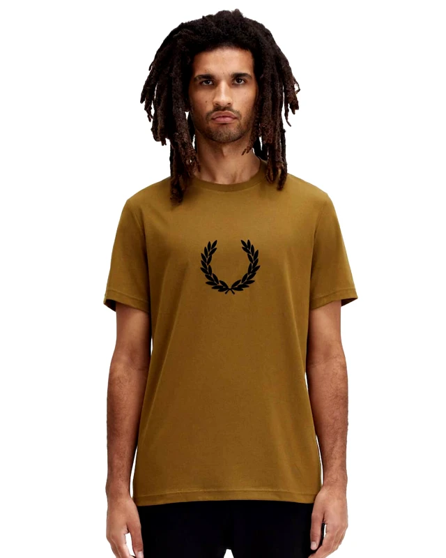 FRED PERRY Ανδρική Κοντομάνικη Μπλούζα Fred Perry - Flocked Laurel Wreath Gra