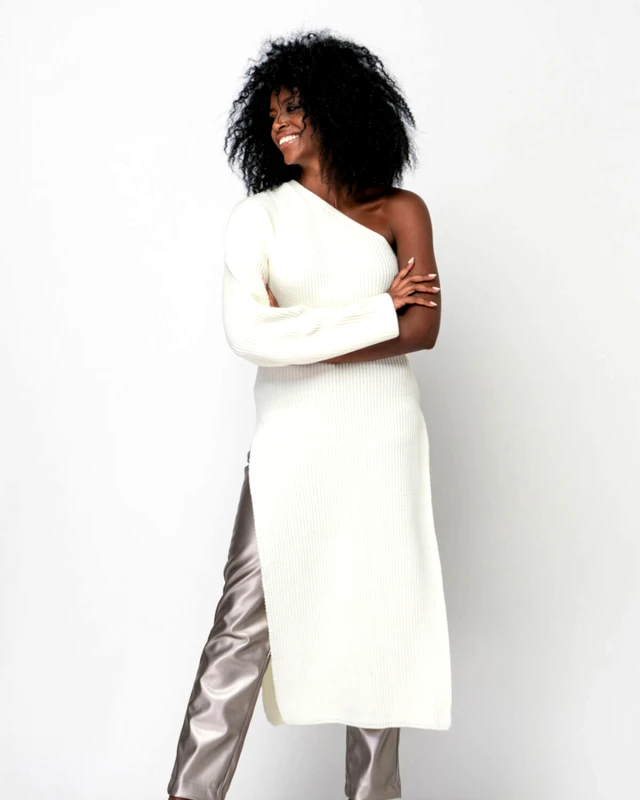 FLOSS Γυναικεία Μπλούζα με Έναν Ώμο Floss - Knitted