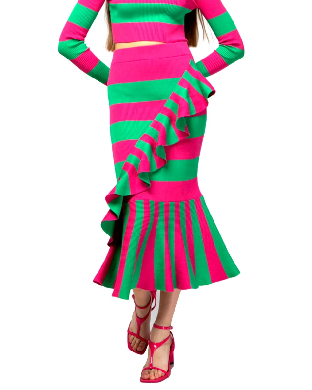 FLOSS Γυναικεία Midi Φούστα Floss - Sriped