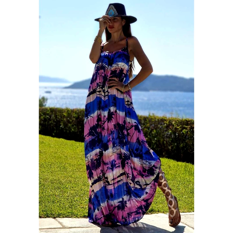 Φόρεμα μακρύ εμπριμέ σέ loose γραμμή