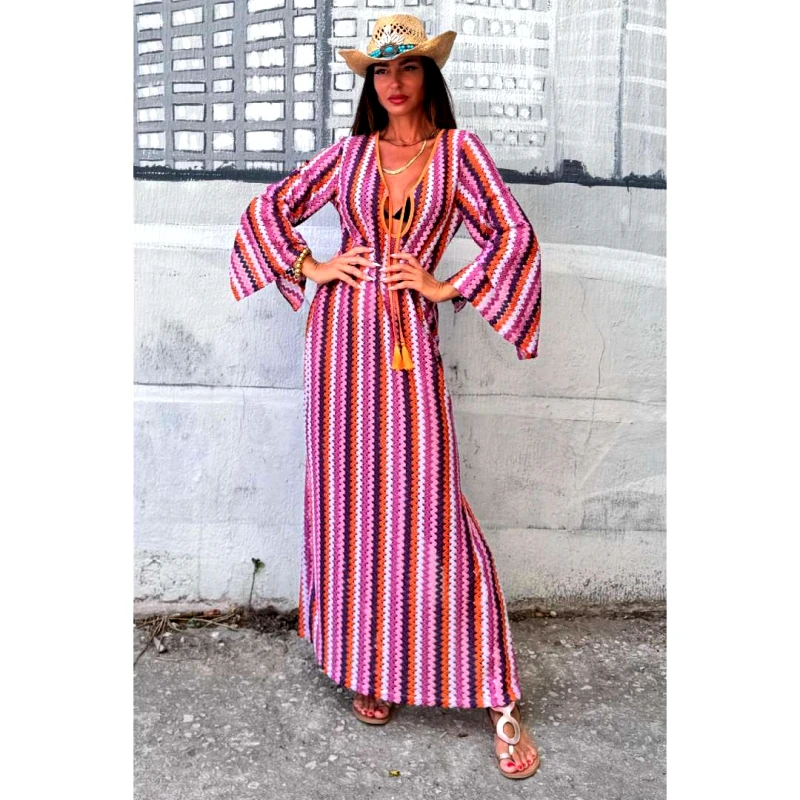 Φόρεμα μάξι πλεκτό με μανίκι