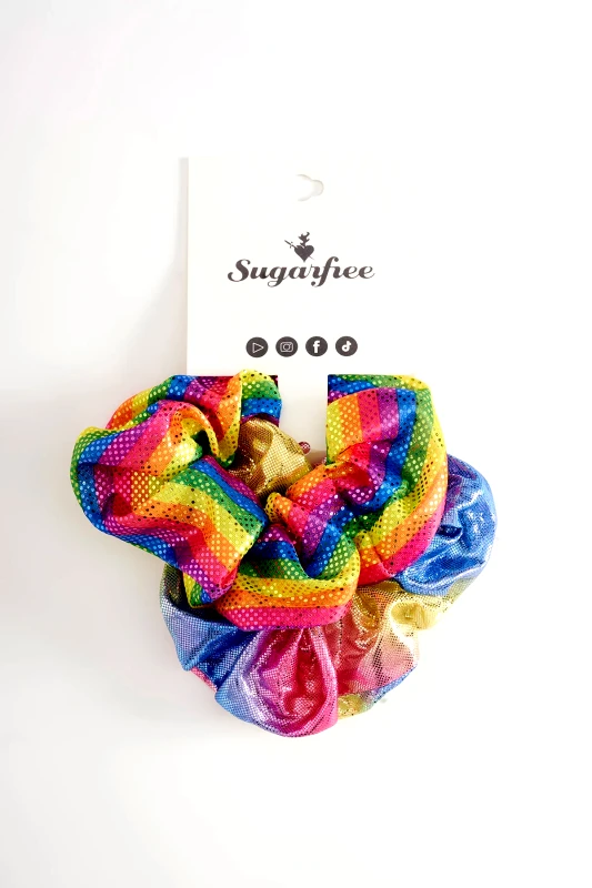 Sugarfree ΣΕΤ 2 ΛΑΣΤΙΧΑΚΙΑ ΜΑΛΛΙΩΝ SCRUNCHIES ΣΕ ΓΥΑΛΙΣΤΕΡΗ ΥΦΗ