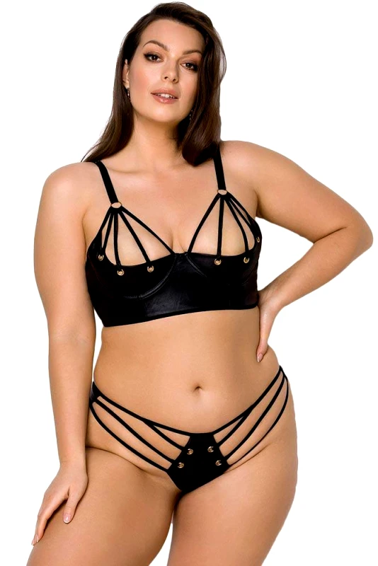 Passion Γυναικείο σετ εσώρουχα Plus Size - Passion Malwia Bikini Set Μαύρο PS0059