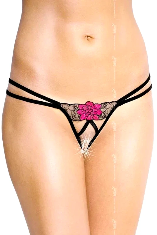 Softland Γυναικείο εσώρουχο Softland Rose G-String Μαύρο SFL2448