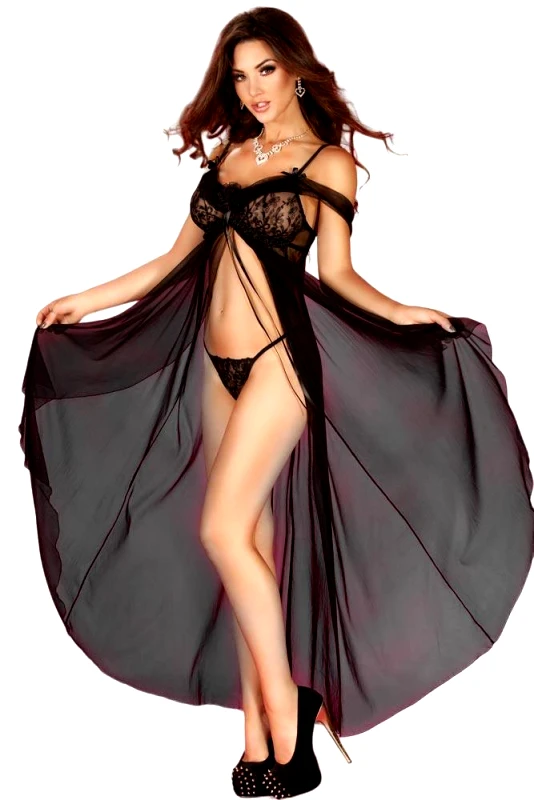 Chilirose Γυναικείο σετ Babydoll - Chilirose Babydoll and String Black CR-3716-B