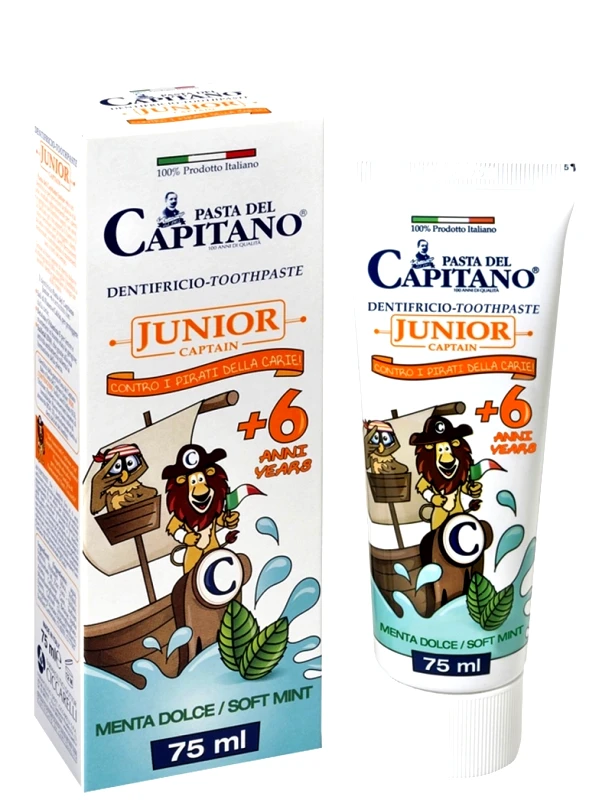 Health-Plus Pasta Del Capitano Junior Οδοντόκρεμα Παιδική απο 6 Ετών με Γεύση Ελαφριά Μέντα 75ml