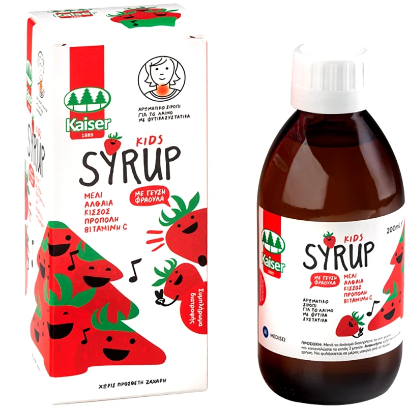Kaiser Kaiser Kids Syrup Strawberry Flavor Παιδικό Σιρόπι για τον Ερεθισμένο Λαιμό Γεύση Φράουλα 200ml