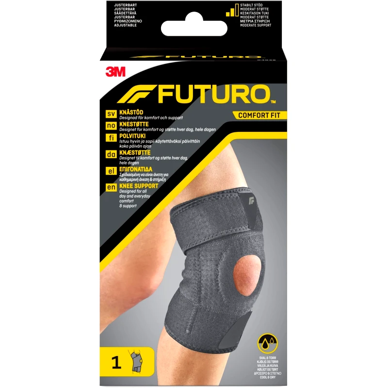 FUTURO 3M Futuro Comfort Fit Ρυθμιζόμενη Επιγονατίδα για Καθημερινή Άνεση & Στήριξη Γκρι One Size 1 Τεμάχιο, Κωδ 04039