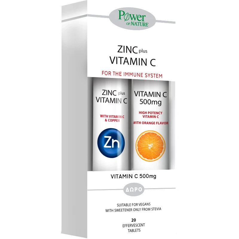 Power Health Power Health Promo Zinc+ Vitamin C Stevia 20 Effer.Tabs & Δώρο Vitamin C 500mg 20 Effer.Tabs