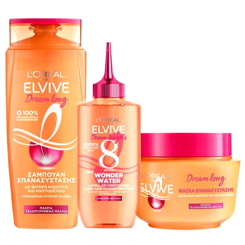 Loreal Paris L'oreal Paris Πακέτο Προσφοράς Elvive Dream Long Σαμπουάν 400ml & Μαλακτική Κρέμα Μαλλιών Wonder Water 200ml & Μάσκα Μαλλιών 300ml