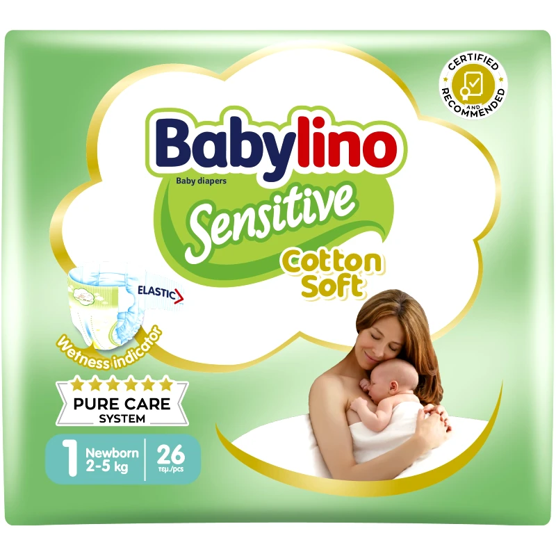 Babylino Babylino Sensitive Cotton Soft Newborn Νο1 (2-5kg) Βρεφικές Πάνες 26 Τεμάχια