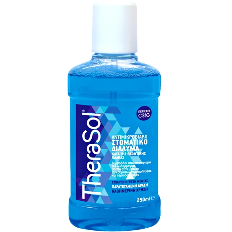 TheraSol Therasol Antimicrobial Mouthwash Αντιμικροβιακό Στοματικό Διάλυμα Κατά της Πλάκας με Γεύση Μέντας 250ml