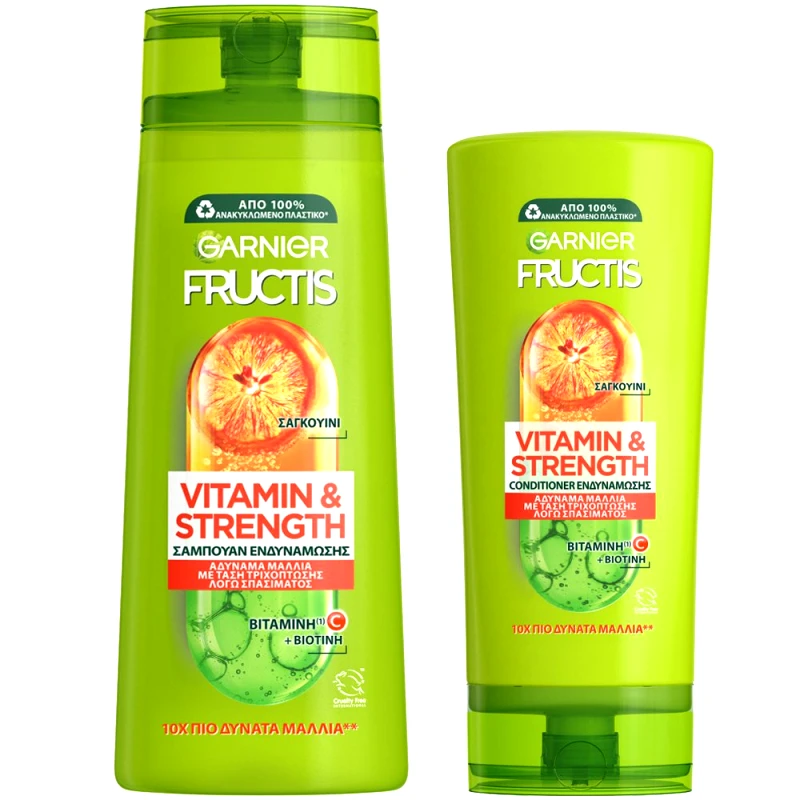Garnier Garnier Fructis Πακέτο Προσφοράς Vitamin & Strength Shampoo 400ml & Conditioner 200ml