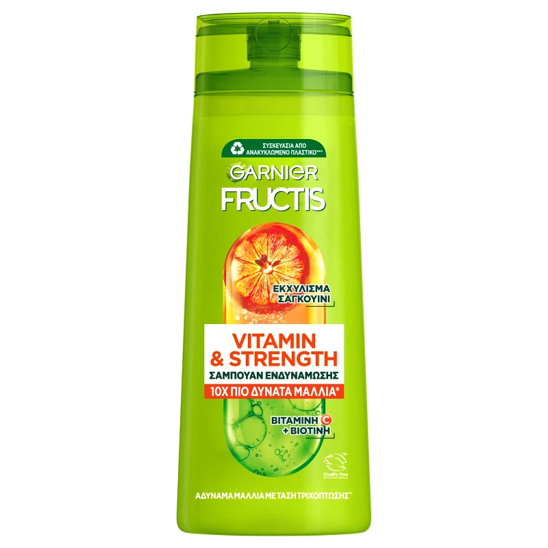 Garnier Garnier Fructis Vitamin & Strength Shampoo Σαμπουάν Ενδυνάμωσης για Αδύναμα Μαλλιά που Σπάνε με Τάση Τριχόπτωσης 400ml