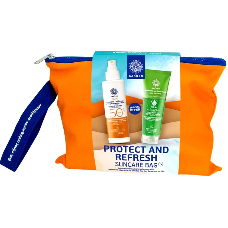 Garden Garden Promo Sun Sunscreen Face - Body Spray Spf50, 150ml & Aloe Vera Gel Moisturising - Soothing 100ml & Δώρο Νεσεσέρ 1 Τεμάχιο