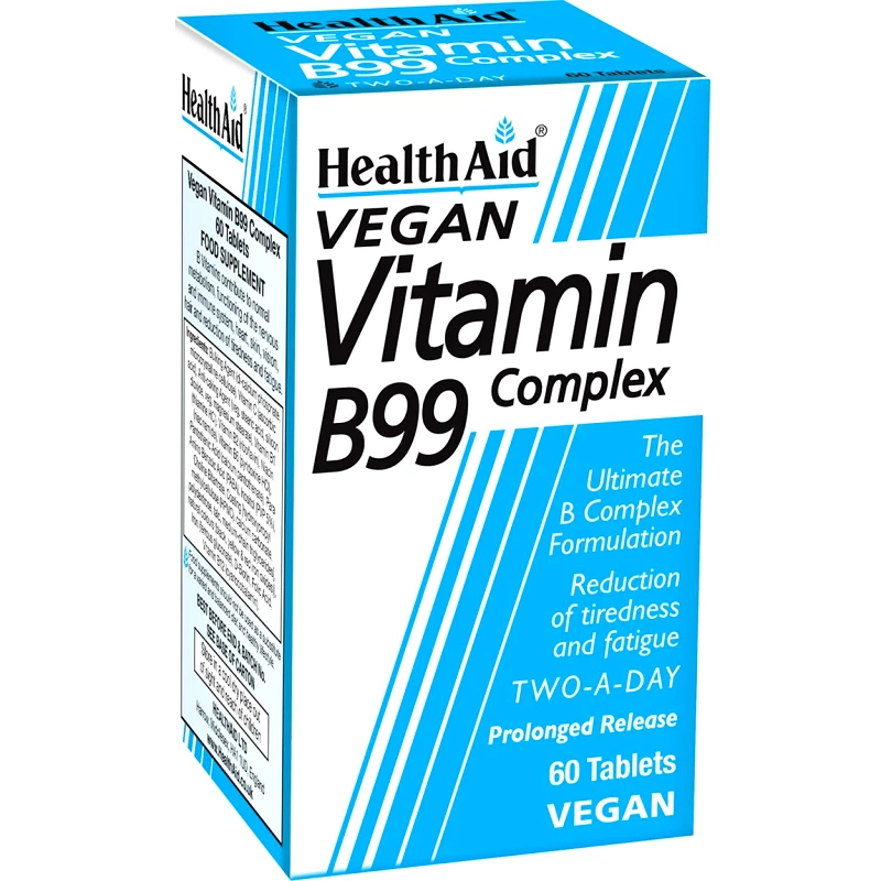 Health Aid Health Aid Vitamin B99 Complex Συμπλήρωμα Διατροφής Συμπλέγματος Βιταμινών Β, Βιταμίνης C & Σιδήρου για την Καλή Λειτουργία του Νευρικού Συστήματος, Ενέργεια & Τόνωση 60tabs