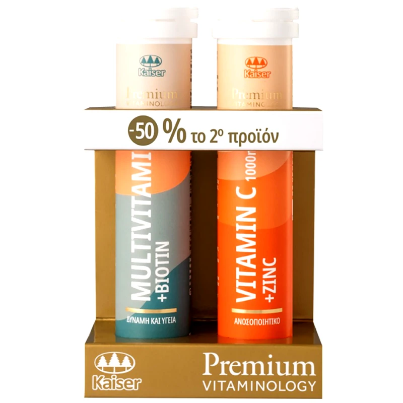 Kaiser Kaiser Promo Premium Vitaminology Vitamin C+Zinc 20 Effer.tabs & Vitaminology Multivitamins+Biotin 20 Effer.tabs με -50% στο 2ο Προϊόν