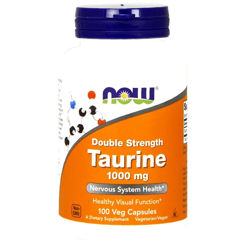 Now Now Foods Taurine Double Strength 1000mg (Free Form) Συμπλήρωμα Διατροφής για τη Φυσιολογική Λειτουργία του Εγκεφάλου 100veg.caps
