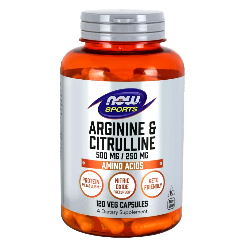Now Now Foods Arginine & Citrulline 500mg / 250mg Συμπλήρωμα Αργινίνης & Κιτρουλίνης, για το Μεταβολισμό των Πρωτεϊνών 120veg.caps