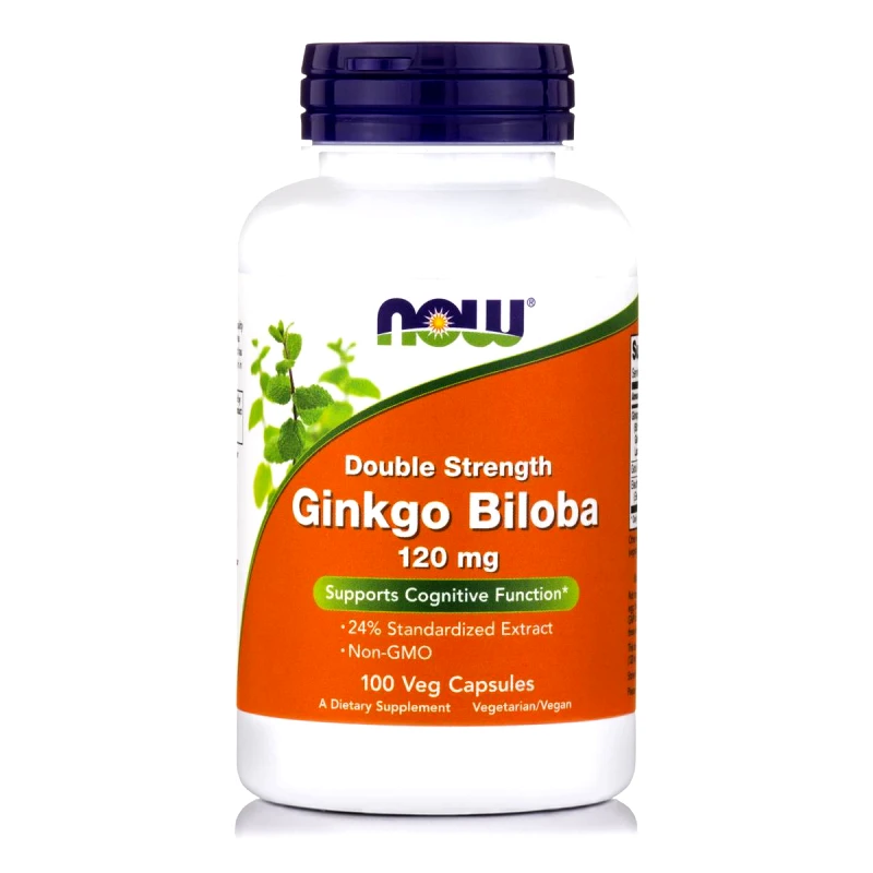 Now Now Foods Ginkgo Biloba Double Strength 120mg Συμπλήρωμα Διατροφής για Καλή Λειτουργία του Εγκεφάλου, Ενίσχυση Μνήμης 100veg.caps