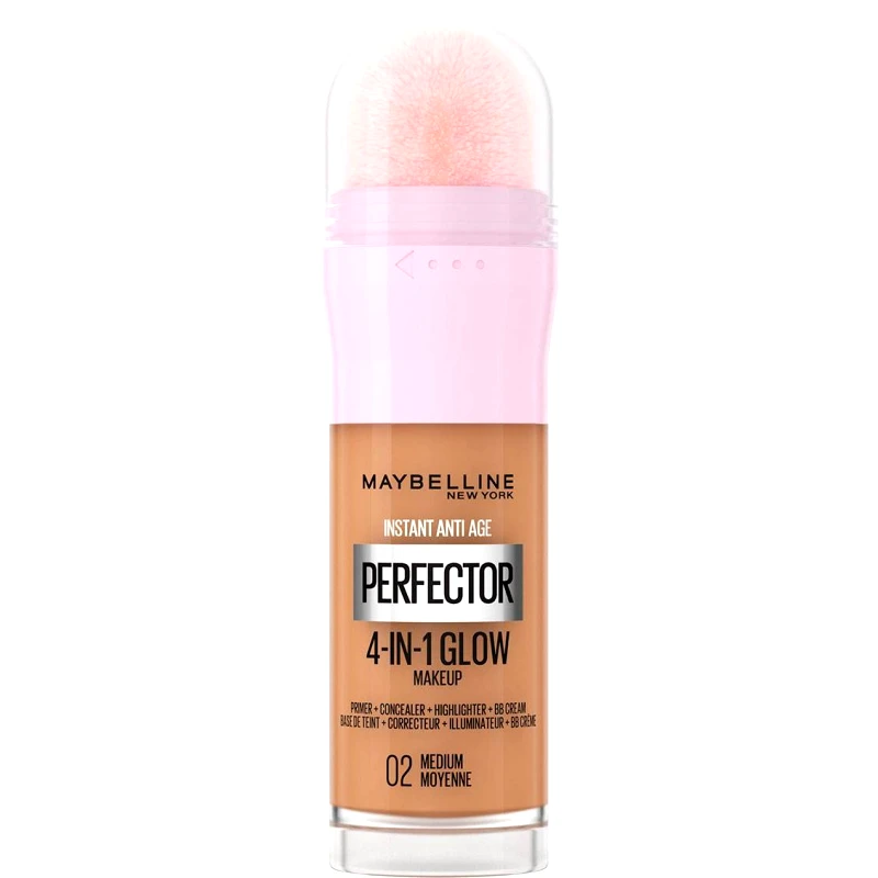 MAYBELLINE Maybelline Instant Anti-Age Perfector 4-in-1 Glow Makeup Πολυχρηστικό Makeup για Λαμπερή Επιδερμίδα με Σφουγγαράκι 20ml - 02 Medium