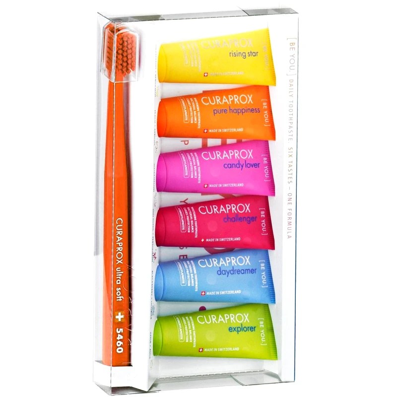 Curaprox Curaprox Πακέτο Προσφοράς Be You Six Tastes Mini Pack 6x10ml & Δώρο Οδοντόβουρτσα Ultra Soft CS 5460, 1 Τεμάχιο - Πορτοκαλί