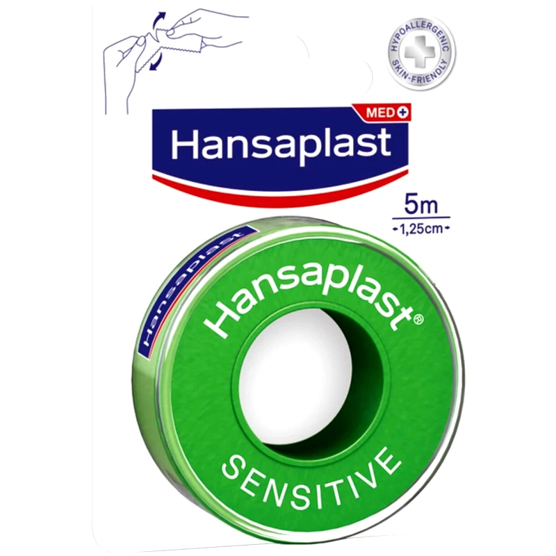 Hansaplast Hansaplast Sensitive Αυτοκόλλητη Ταινία Στερέωσης Φιλική προς το Δέρμα, Υποαλλεργική 5m x 1.25cm 1 Τεμάχιο