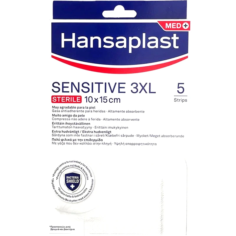 Hansaplast Hansaplast Sensitive 3XL Sterile 10x15cm Αυτοκόλλητα Αποστειρωμένα Επιθέματα για την Κάλυψη & Προστασία Μεσαίων ή Μεγαλύτερων Πληγών 5 Τεμάχια
