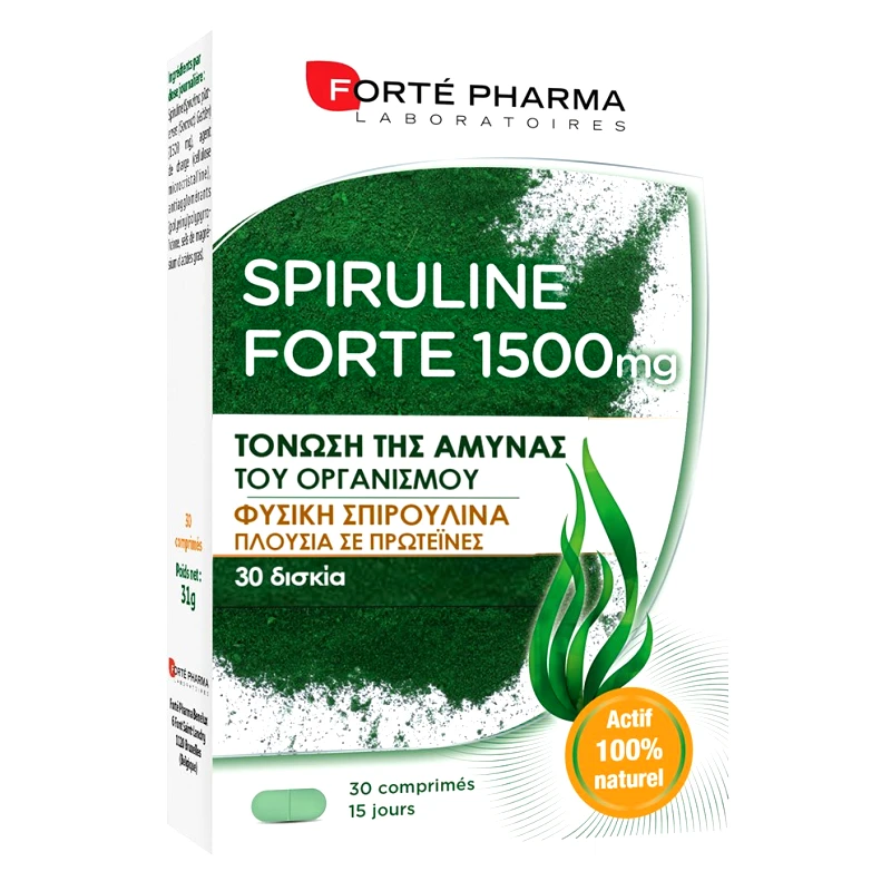 FORTE PHARMA Forte Pharma Spiruline Forte 1500 Συμπλήρωμα Διατροφής με Σπιρουλίνα, 30tabs